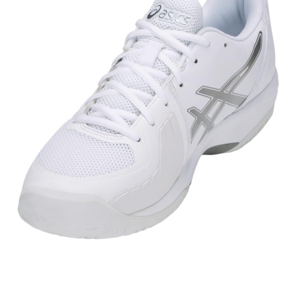 Asics White and Silver Athletic Shoes for Court Sports